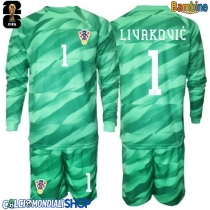 Maglie da calcio Croazia Dominik Livakovic #1 Portiere Seconda Maglia Bambino Mondiali 2026  Manica Lunga + Pantaloni corti)